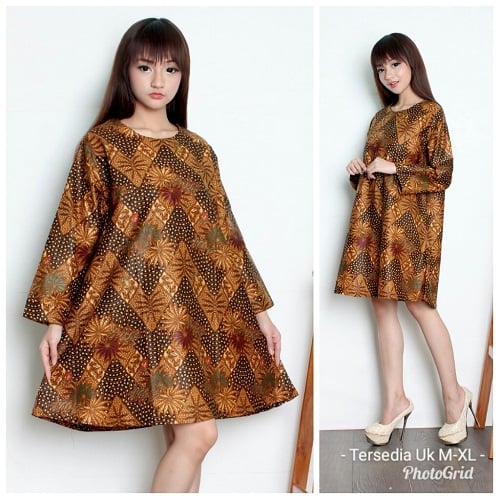 Dress Midi Batik Jenni Short Dress Jumbo Wanita