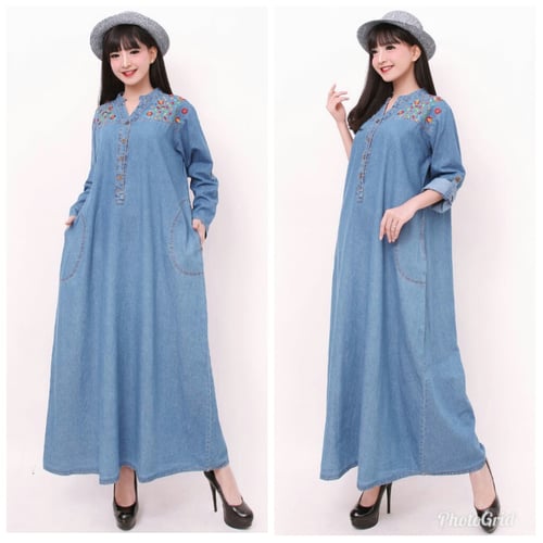 Gamis Maxi Nayl Long Dress Jumbo Jeans Wanita