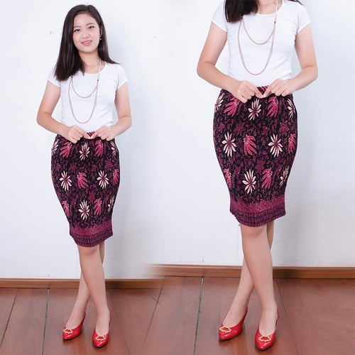 Rok Plisket Batik Daishnila Midi Skirt Wanita