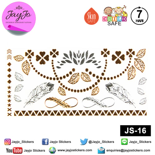 Jayjo Stickers JS-16 Temporary Tattoo Feather Tato Temporer - Jewelry Temporary Tattoo