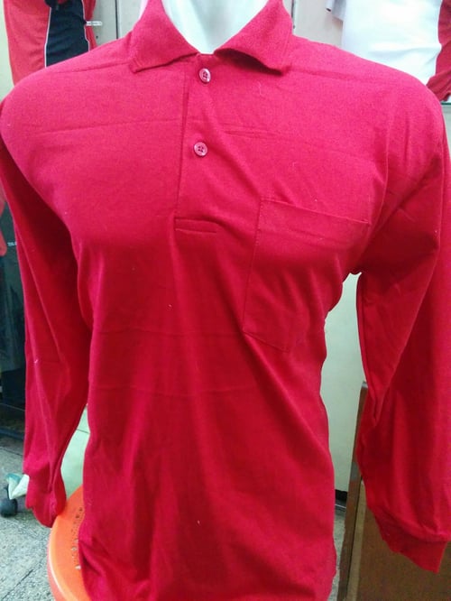 Kaos Polo TC Tangan Panjang Merah Cabe Merk Sibisan