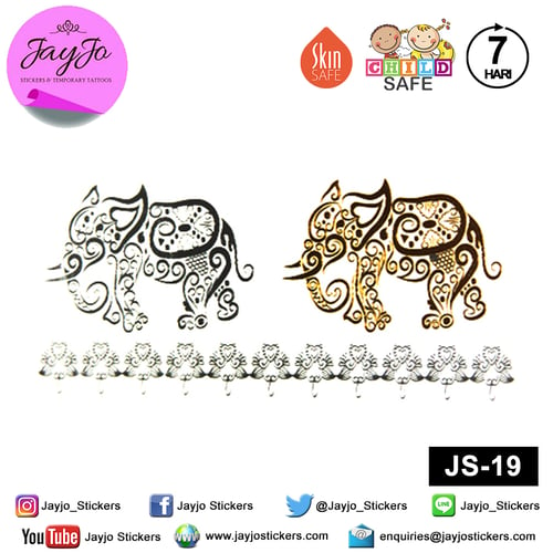 Jayjo Stickers JS-19 Temporary Tattoo Gold Silver - Tato Temporer - Tattoo Temporary - Jewelry Temporary Tattoo