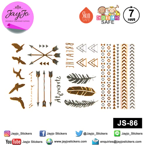 Jayjo Stickers JS-86 Temporary Tattoo Exotique Seagull - Tato Temporer - Tattoo Temporary - Jewelry Temporary Tattoo