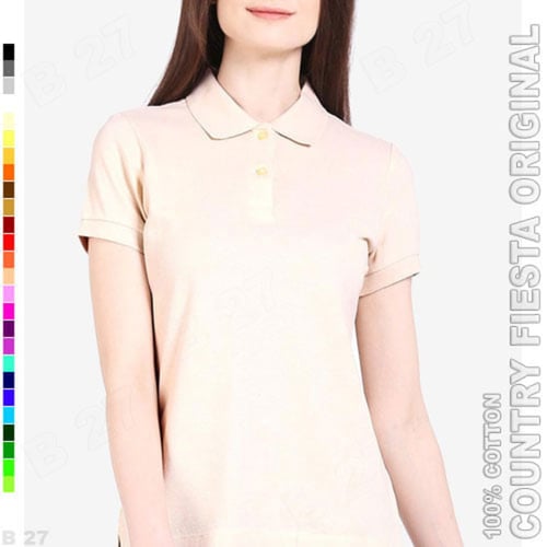 COUNTRY FIESTA Original P3-16 Kaos Polo Shirt Wanita Cotton Cream