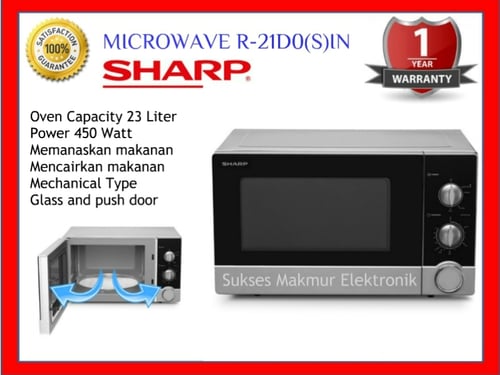 Sharp Microwave R-21D0(S)-IN Straight Microwave Oven, Cap 23 L, 450 Watt