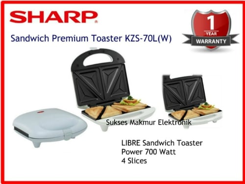 Sharp Sandwich Toaster KZS-70L(W) - Putih, 700 Watt, 4 Slices