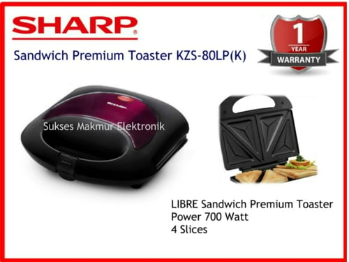 Sharp Sandwich Toaster KZS-80LP(K), 700 Watt, Cap. 4 Slices