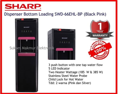Sharp Dispenser SWD-66EHL-BP (Hitam Pink) Bottom Loading, 5 LED Indicator