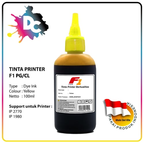 Tinta Printer F1 Ink for Canon Warna Yellow 100ml