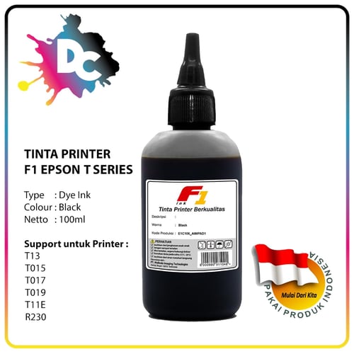 Tinta Printer F1 Ink for Printer Epson seri T Warna Black 100ml