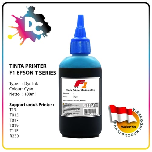 Tinta Printer F1 Ink for Printer Epson seri T Warna Cyan 100ml