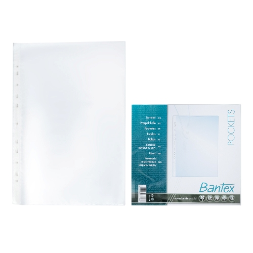 BANTEX Pocket Clear 20 Sheets 0.06mm Thickness Folio 8843 08