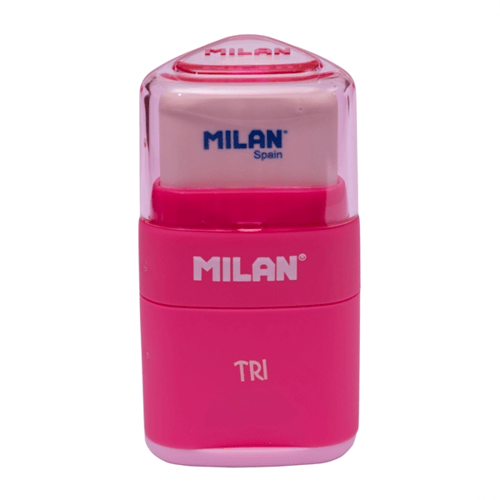 MILAN Pencil Sharpener and Eraser TRI 47001 Pink