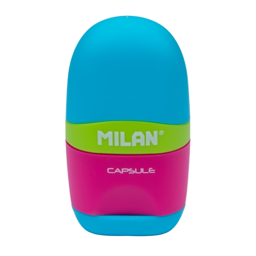 MILAN Sharpener Plus Eraser Capsule Mix 47012 Blue Pink Mix