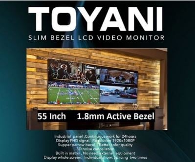 TOYANI Video Wall - 55 Inch 1.8mm ACTIVE Bezel MURAH - Hitam