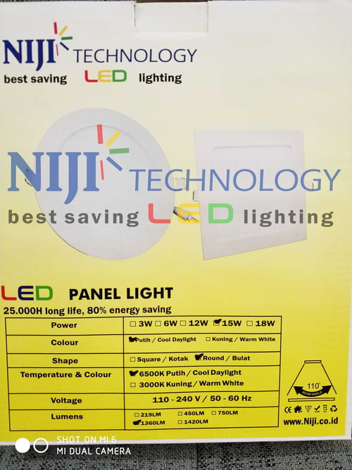 BELI 4 GRATIS 1 Lampu NIJI downlight LED panel bulat dan kotak warna putih 15W