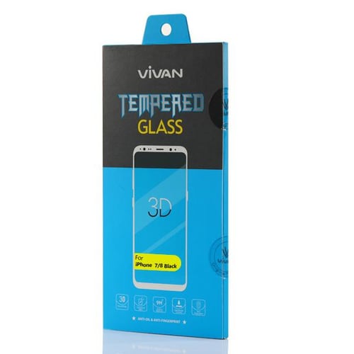VIVAN for iPhone 7/8 3D Tempered Glass Phone Screen Protector Black