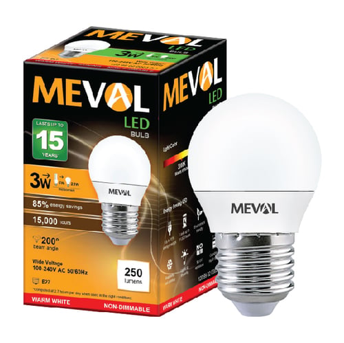 Meval LED Bulb 3W - Kuning