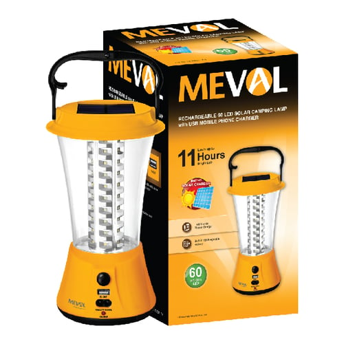 Meval 60 LED Camping Lamp + Panel Surya - Putih