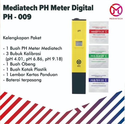 Mediatech PH Tester Meter Digital / Alat Pengukur Keasaman Cairan Air / PH Meter - 1900124