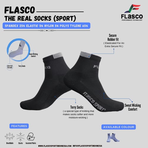 Flasco Official - Kaos Kaki List Olahraga Tebal Hitam