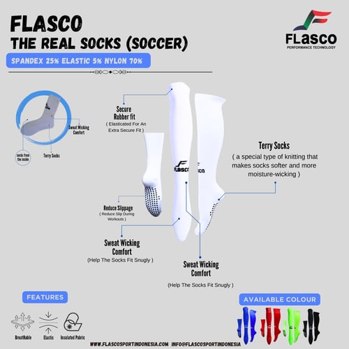 Flasco Official - Kaos Kaki Sepak Bola Anti Slip Putih