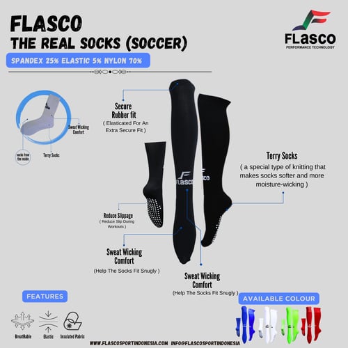 Flasco Official - Kaos Kaki Sepak Bola Anti Slip Hitam