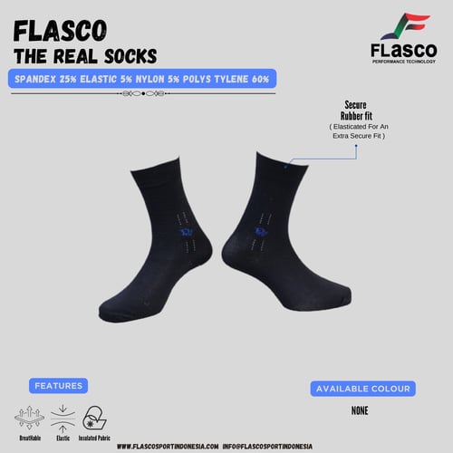 Flasco Official - Kaos Kaki Motif Kantor Panjang Sebetis (Navy)