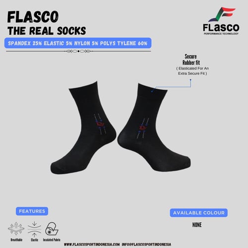 Flasco Official - Kaos Kaki Motif Kantor Panjang Sebetis (Hitam)