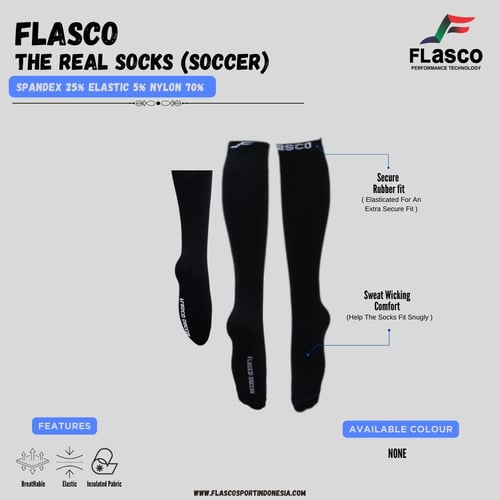 Flasco Official - Kaos Kaki Sepak Bola Pria dan Wanita (Full Hitam)