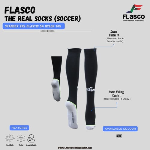 Flasco Official - Kaos Kaki Sepak Bola Pria dan Wanita (Hitam Kombi Abu)