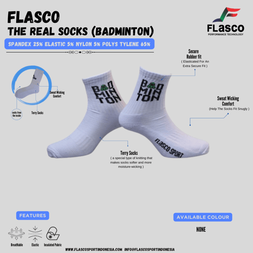 Flasco Official - Kaos Kaki Sport Motif Badminton