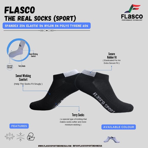Flasco Official - Kaos Kaki Pendek List Olahraga Tebal Hitam