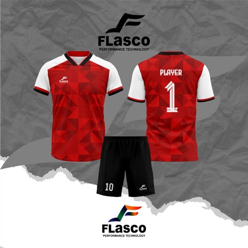 Flasco Official - Jersey Futsal Atasan Aja- Jersey Sepak Bola - Jersey Dry Fit Milano - FL07 (Merah)