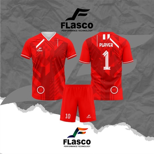 Flasco Official - Jersey Futsal Atasan Aja- Jersey Sepak Bola - Jersey Dry Fit Milano - FL03 (Merah)