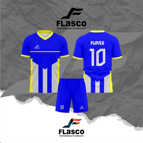 Flasco Official - Jersey Futsal Atasan Aja- Jersey Sepak Bola - Jersey Dry Fit Milano - FL01 (Biru)