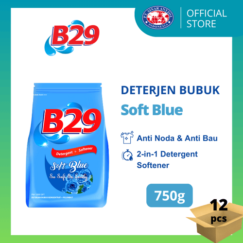 B29 POWDER DETERGENT SOFTENER BLUE 750GR GST BAG (12 Pcs) - DETERJEN BUBUK