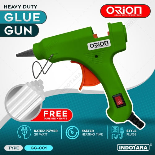 Alat Lem Tembak Glue Gun 20 Watt Orion - GG001 Free 10 pcs Glue Stick - Green