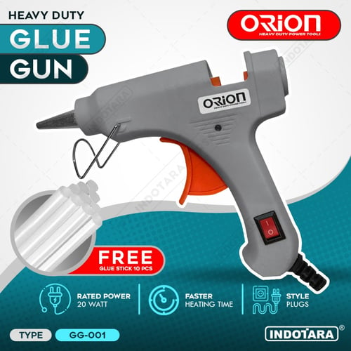 Alat Lem Tembak Glue Gun 20 Watt Orion - GG001 Free 10 pcs Glue Stick Grey
