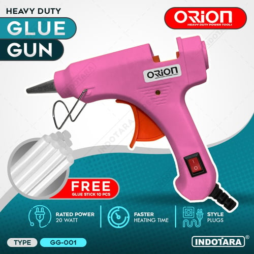 Alat Lem Tembak Glue Gun 20 Watt Orion - GG001 Free 10 pcs Glue Stick Pink