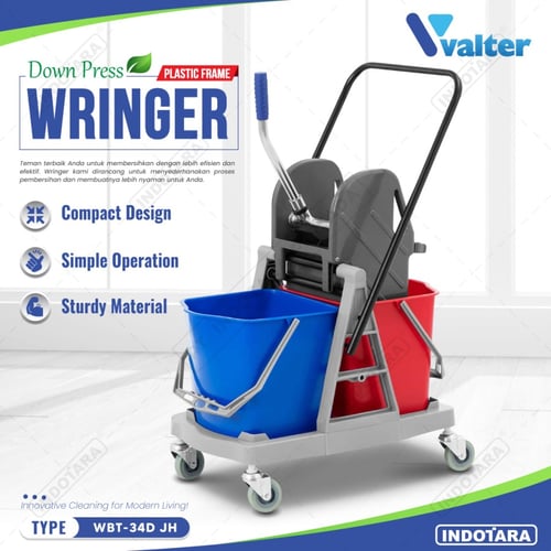 Alat Pel Mop Wringer Trolley Single & Double Bucket Valter WBT-34D