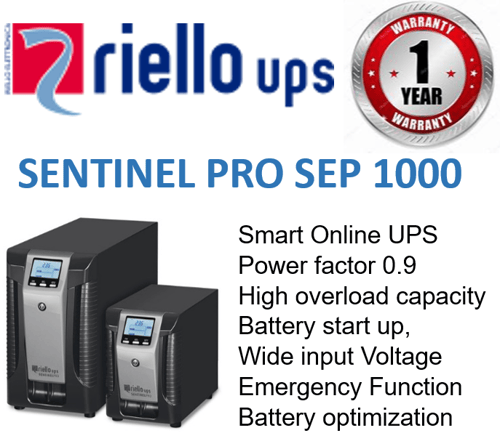 UPS Riello Sentinel Pro SEP 1000 VA / Smart Online UPS Riello 1 KVA
