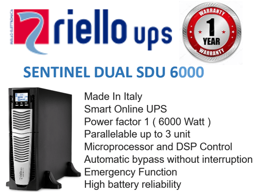 UPS Riello Sentinel Dual SDU 6000 VA / Smart Online UPS Riello 6 KVA