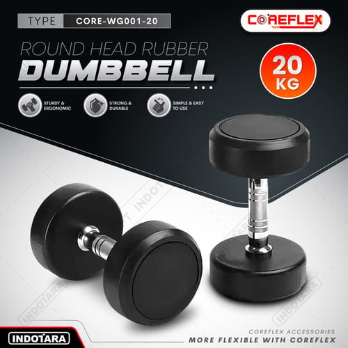 Coreflex Dumbbell 20 KG Rubber Dumbell Barbell 