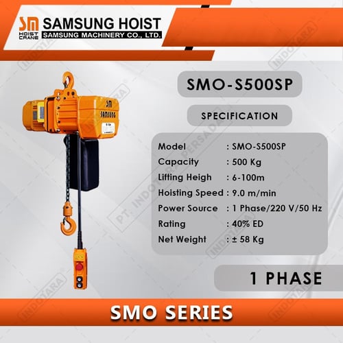 Electric Chain Hoist Samsung SMO Series 1 Phase SMO-S500 SP