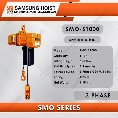 Electric Chain Hoist Samsung SMO Series 3 Phase SMO S1000