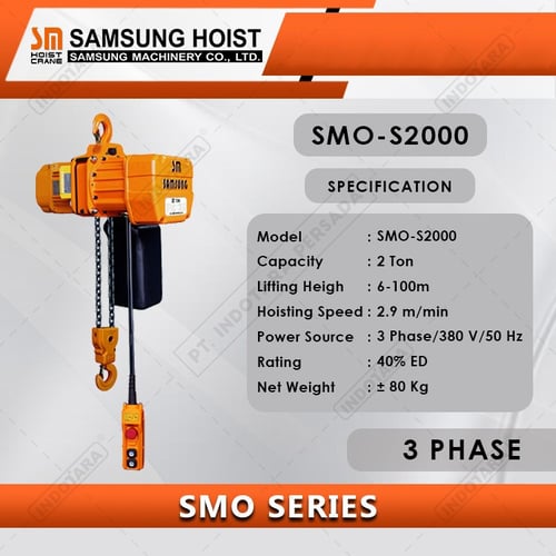 Electric Chain Hoist Samsung SMO Series 3 Phase SMO S2000