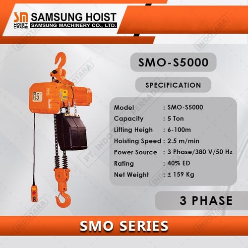 Electric Chain Hoist Samsung SMO Series 3 Phase SMO S5000