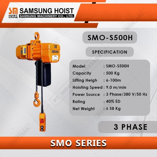 Electric Chain Hoist Samsung SMO Series 3 Phase SMO S500H