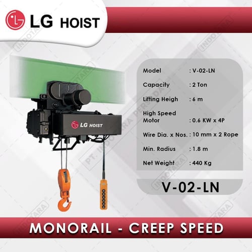 Electric Wire Rope Hoist LGM Monorail Creep Speed 2Tx6m V-02-LN
